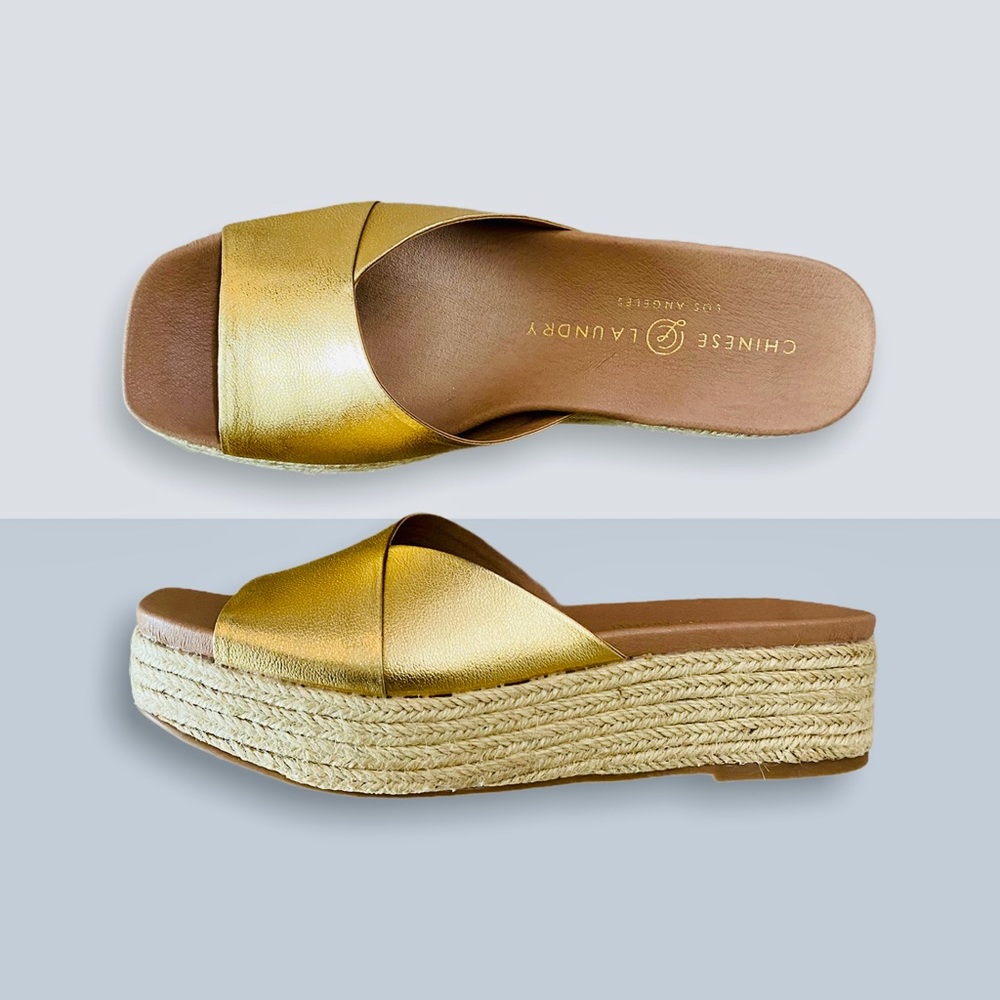 Seamist Gold Wedge Sandals by Chinese Laundry